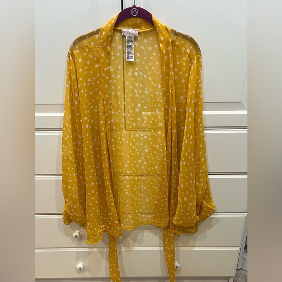 Free people, yellow/gold, long, sleeved, cotton blouse  one size - Picture 4 of 5